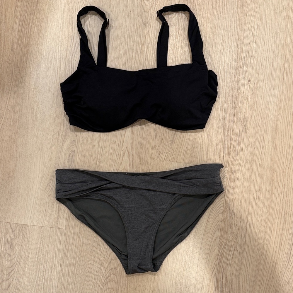 Athleta Black and Gray Bikini Set